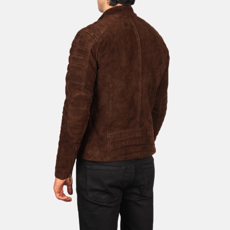 Mens Faisor Mocha Suede Biker Jacket Tilted Back-8-1720091764499